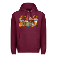 Burgundy fall coffee cups Premium Hoodie - CowGirlArtShop
