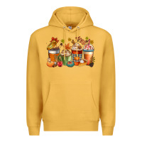 Mustard fall coffee cups Premium Hoodie - CowGirlArtShop