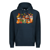 Navy fall coffee cups Premium Hoodie - CowGirlArtShop