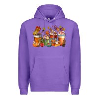 Purple fall coffee cups Premium Hoodie - CowGirlArtShop