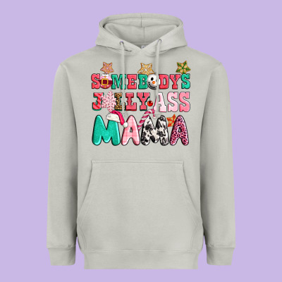 Somebody Jolly Ass Mama Pink Christmas Heavyweight Hoodie Designed By Cowgirlartshop