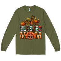 Army Green Western Blessed Mom With Cross Long Sleeve Tee - BundleAndBundleShop