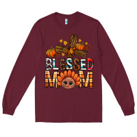 Burgundy Western Blessed Mom With Cross Long Sleeve Tee - BundleAndBundleShop