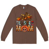 Chestnut Western Blessed Mom With Cross Long Sleeve Tee - BundleAndBundleShop