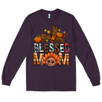 Plum Western Blessed Mom With Cross Long Sleeve Tee - BundleAndBundleShop