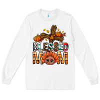 White Western Blessed Mom With Cross Long Sleeve Tee - BundleAndBundleShop