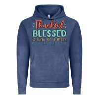Vintage Denim thankful blessed and kind of a mess Vintage Hoodie - MaliasSmallBusiness