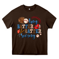 Chocolate Brown hey batter batter swing Heavy Core Tee - AdoDesignShop