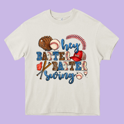 Hey Batter Batter Swing Heavy Core Tee Designed By Adodesignshop