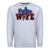 Heather Grey police wife with lightning bolt Premium Sweatshirt - CowGirlArtShop