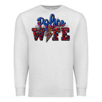 Oatmeal Heather police wife with lightning bolt Premium Sweatshirt - CowGirlArtShop