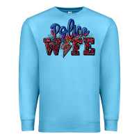 Ocean Blue police wife with lightning bolt Premium Sweatshirt - CowGirlArtShop