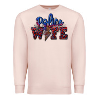 Pale Pink police wife with lightning bolt Premium Sweatshirt - CowGirlArtShop