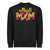 Black Softball Mom Breast Cancer Heavyweight Sweatshirt - BundleAndBundleShop