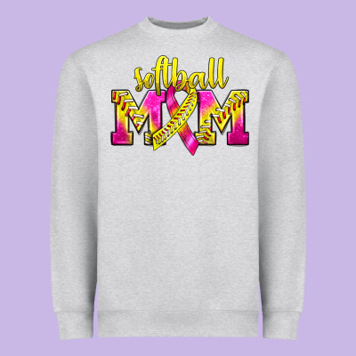 Softball Mom Breast Cancer Heavyweight Sweatshirt Designed By Bundleandbundleshop
