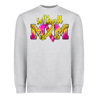 Heather Grey Softball Mom Breast Cancer Heavyweight Sweatshirt - BundleAndBundleShop