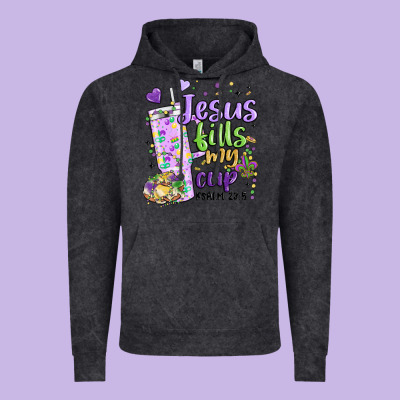 Mardi Gras Jesus Fills My Cup Vintage Hoodie Designed By Maliassmallbusiness