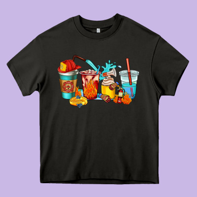 Firefighter Coffee Cups Heavy Core Tee Designed By Adodesignshop