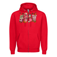 Red Cafecito y Chisme Coffee Cups Zipper Hoodie - texasbilliewilder