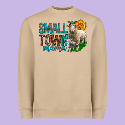 Small Town Mama With Sheeps Heavyweight Sweatshirt Designed By Bundleandbundleshop