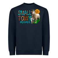 Navy Small Town Mama With Sheeps Heavyweight Sweatshirt - BundleAndBundleShop