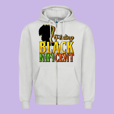 Feeling Blacknificent Zipper Hoodie Designed By Nancycooperartshop