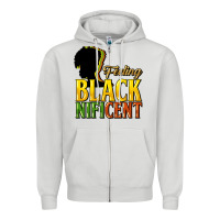 Dove Grey feeling blacknificent Zipper Hoodie - NancyCooperArtShop