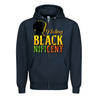 Navy feeling blacknificent Zipper Hoodie - NancyCooperArtShop