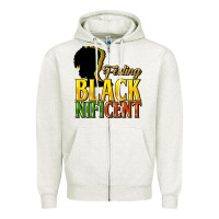 Oatmeal Heather feeling blacknificent Zipper Hoodie - NancyCooperArtShop