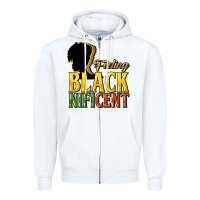 White feeling blacknificent Zipper Hoodie - NancyCooperArtShop