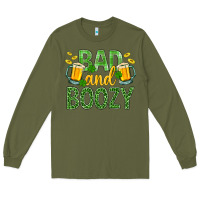 Army Green Bad And Boozy St. Patricks Long Sleeve Tee - BundleAndBundleShop