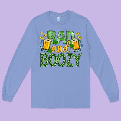 Bad And Boozy St. Patricks Long Sleeve Tee Designed By Bundleandbundleshop