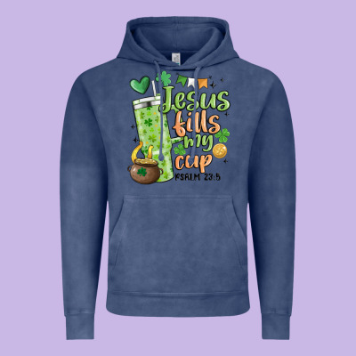 St. Patricks Day Jesus Fills My Cup Vintage Hoodie Designed By Maliassmallbusiness