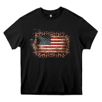 Black Old Leopard American Flag Frame Heavy Core Tee - Bettercallsaul