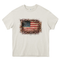 Old Leopard American Flag Frame Heavy Core Tee | Teevron