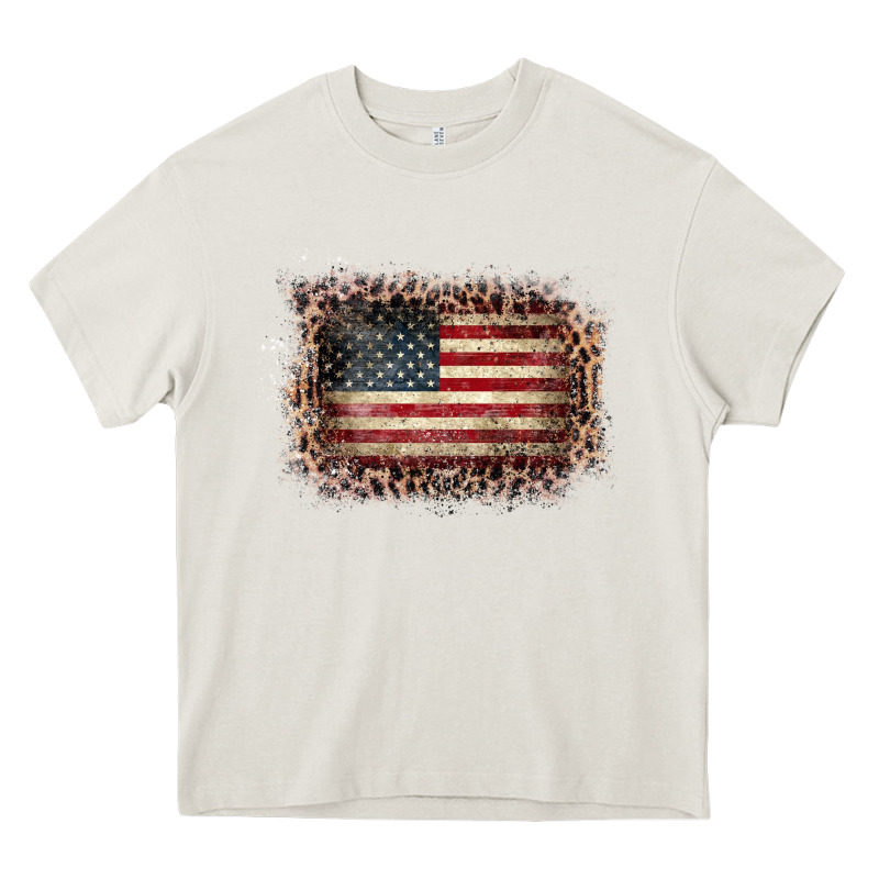 Old Leopard American Flag Frame Heavy Core Tee by Bettercallsaul | Teevron
