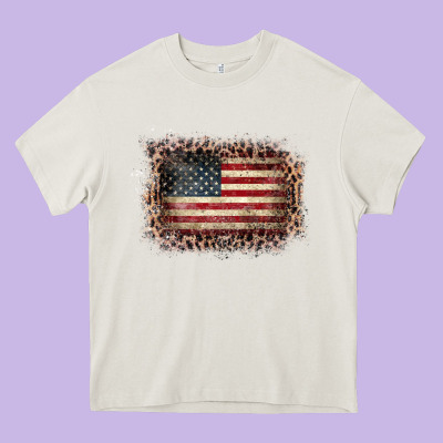 Old Leopard American Flag Frame Heavy Core Tee Designed By Bettercallsaul
