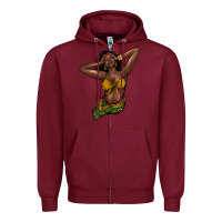 Burgundy black woman Zipper Hoodie - NancyCooperArtShop