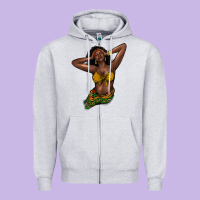 Black Woman Zipper Hoodie Designed By Nancycooperartshop