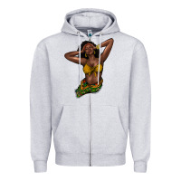 Heather Grey black woman Zipper Hoodie - NancyCooperArtShop