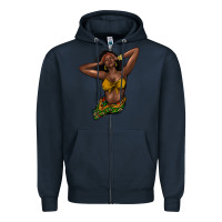Navy black woman Zipper Hoodie - NancyCooperArtShop