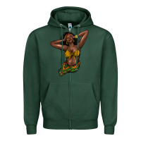 Sports Green black woman Zipper Hoodie - NancyCooperArtShop