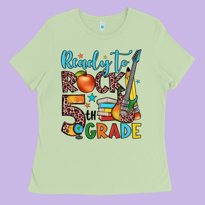 Ready To Rock 5th Grade Ladies Tee Designed By Jahusdesignshop