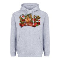 Heather Grey love christmas reindeer Heavyweight Hoodie - CowGirlArtShop