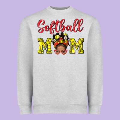 Softball Mom And Afro Messy Bun Mom Heavyweight Sweatshirt Designed By Bundleandbundleshop