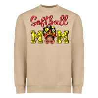 Mushroom Softball Mom And Afro Messy Bun Mom Heavyweight Sweatshirt - BundleAndBundleShop