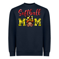 Navy Softball Mom And Afro Messy Bun Mom Heavyweight Sweatshirt - BundleAndBundleShop