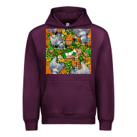 Mauve Wine St. Patricks Chicken With Cupcake Leopard Urban Hoodie - FaDigitalArtStudio
