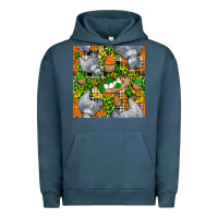 Pigment Midnight Navy St. Patricks Chicken With Cupcake Leopard Urban Hoodie - FaDigitalArtStudio