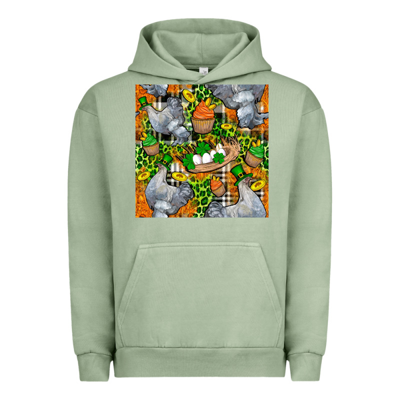St. Patricks Chicken With Cupcake Leopard Urban Hoodie by FaDigitalArtStudio | Teevron